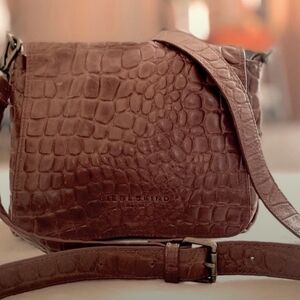 Liebeskind Brown Croc-Embossed Leather Crossbody Bag